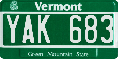 VT license plate YAK683