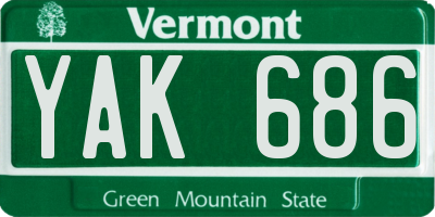 VT license plate YAK686