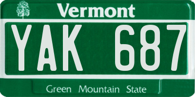 VT license plate YAK687