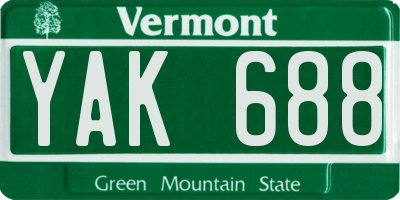 VT license plate YAK688