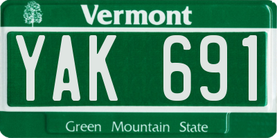 VT license plate YAK691