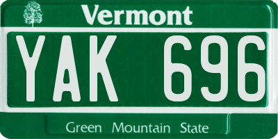 VT license plate YAK696