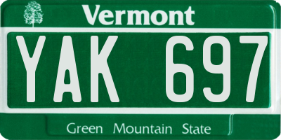 VT license plate YAK697