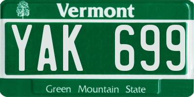 VT license plate YAK699