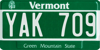VT license plate YAK709