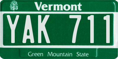 VT license plate YAK711