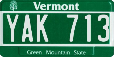 VT license plate YAK713