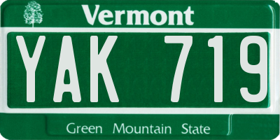 VT license plate YAK719