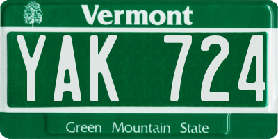 VT license plate YAK724