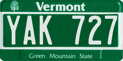 VT license plate YAK727