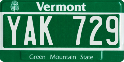 VT license plate YAK729