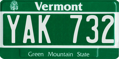 VT license plate YAK732