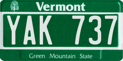 VT license plate YAK737