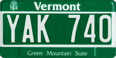 VT license plate YAK740
