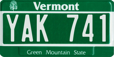 VT license plate YAK741