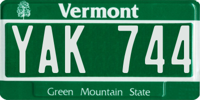 VT license plate YAK744