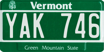 VT license plate YAK746