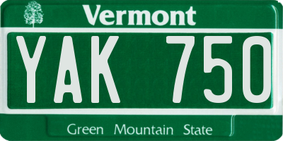 VT license plate YAK750