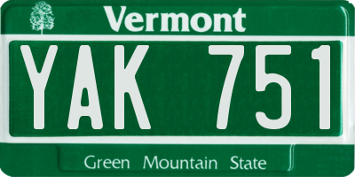 VT license plate YAK751