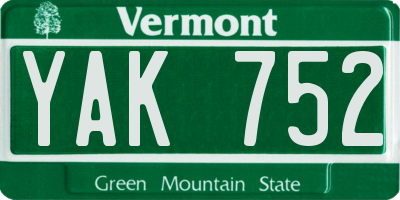 VT license plate YAK752