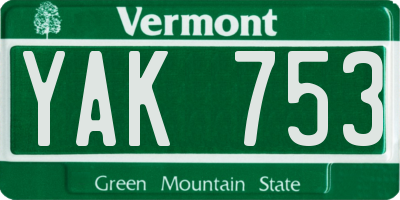 VT license plate YAK753