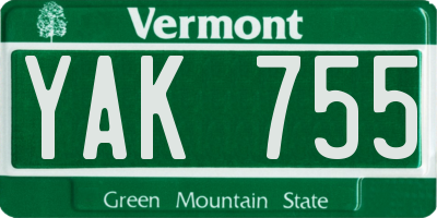 VT license plate YAK755