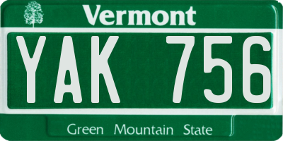 VT license plate YAK756