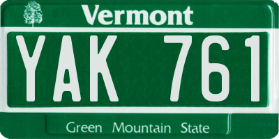 VT license plate YAK761