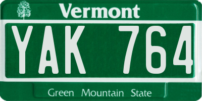 VT license plate YAK764