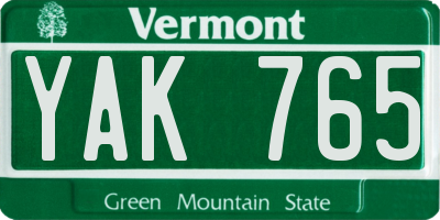 VT license plate YAK765