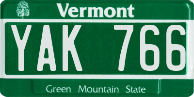 VT license plate YAK766