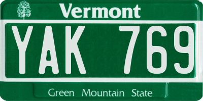 VT license plate YAK769