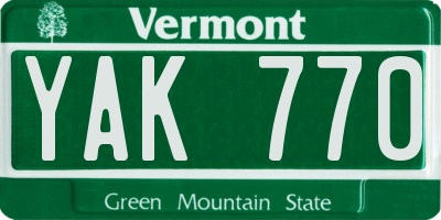 VT license plate YAK770