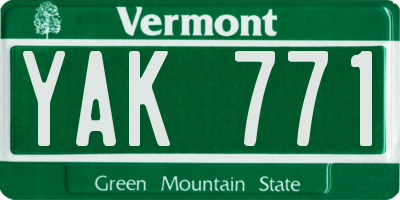 VT license plate YAK771