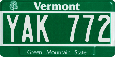 VT license plate YAK772