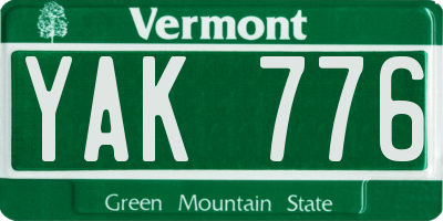 VT license plate YAK776