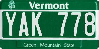 VT license plate YAK778