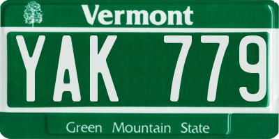 VT license plate YAK779