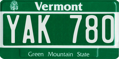 VT license plate YAK780