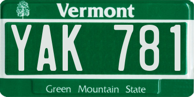 VT license plate YAK781
