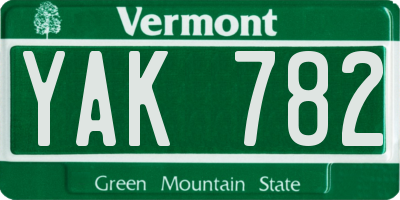 VT license plate YAK782