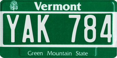 VT license plate YAK784