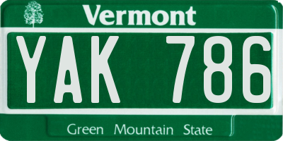 VT license plate YAK786