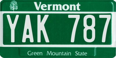 VT license plate YAK787