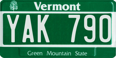 VT license plate YAK790