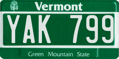 VT license plate YAK799