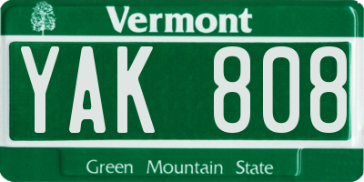 VT license plate YAK808