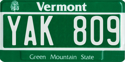 VT license plate YAK809