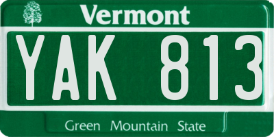 VT license plate YAK813