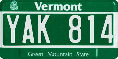 VT license plate YAK814